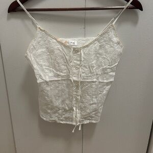 Elegant White Lace Button-Up Camisole